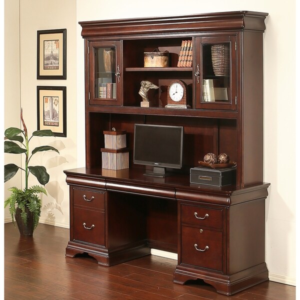 Shop Abbyson Arlington Executive Cherry Credenza and Hutch - Free ...