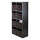 preview thumbnail 2 of 0, 9-Pc Wainscoting Panel Shelf 4 x 2 Slots with 8 Chocolate Fabric Baskets