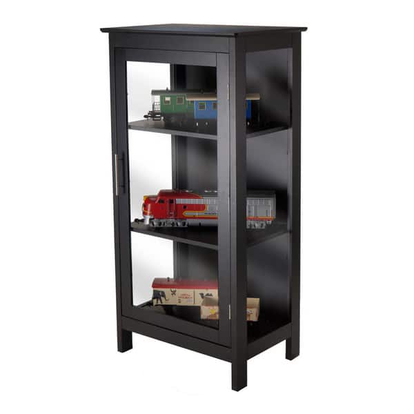Shop Winsome Poppy Black Wood Display Storage Cabinet With Glass