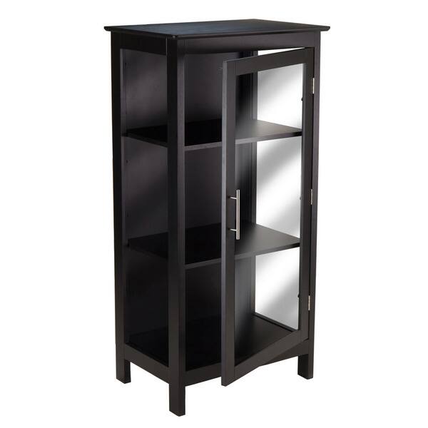 Shop Winsome Poppy Black Wood Display Storage Cabinet With Glass