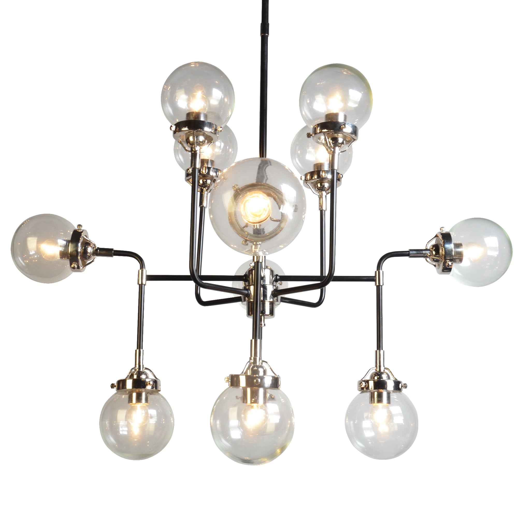 Y-Decor 12 Light Chandelier in Black and Chrome Finish (42W x 59H, Iron Frame, Clear Glass) - Chandeliers For Bedrooms by Overstock.com