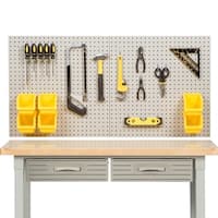 Seville Classics UltraHD Steel Pegboard Set with 23-Piece Hook Assortment and 6 Bins. 24 in x 48 in