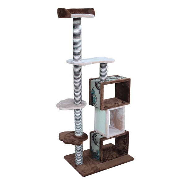 Shop Kitty Mansions Portland Beige Faux Fur Cat Tree Free Shipping Today