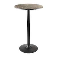 Cora Pub Table, Bar Height, Round, Faux Marble Top, Black Base - N/A