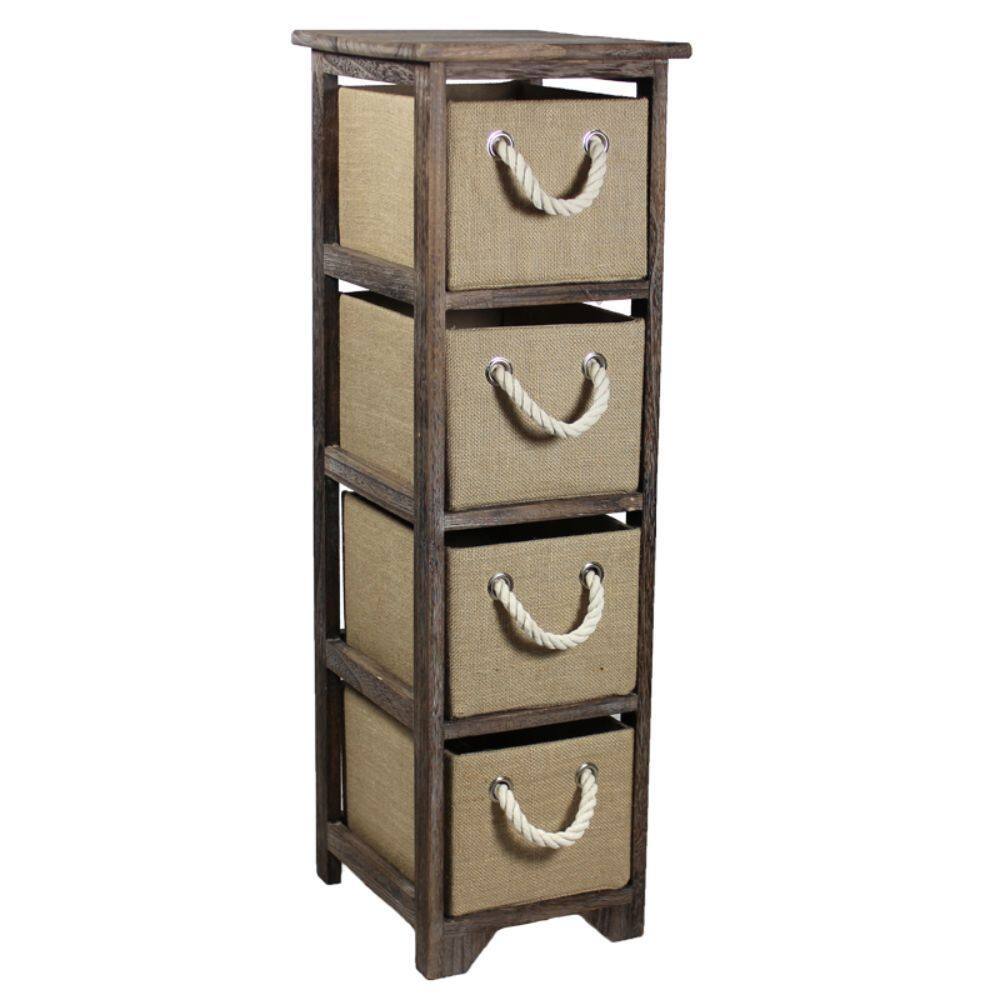Brown 4-Drawer Storage Bin