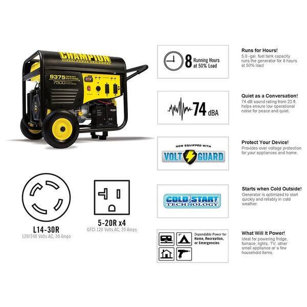 Champion 7500 Watt Rv Ready Portable Generator With Wireless Remote Start Overstock 11904114