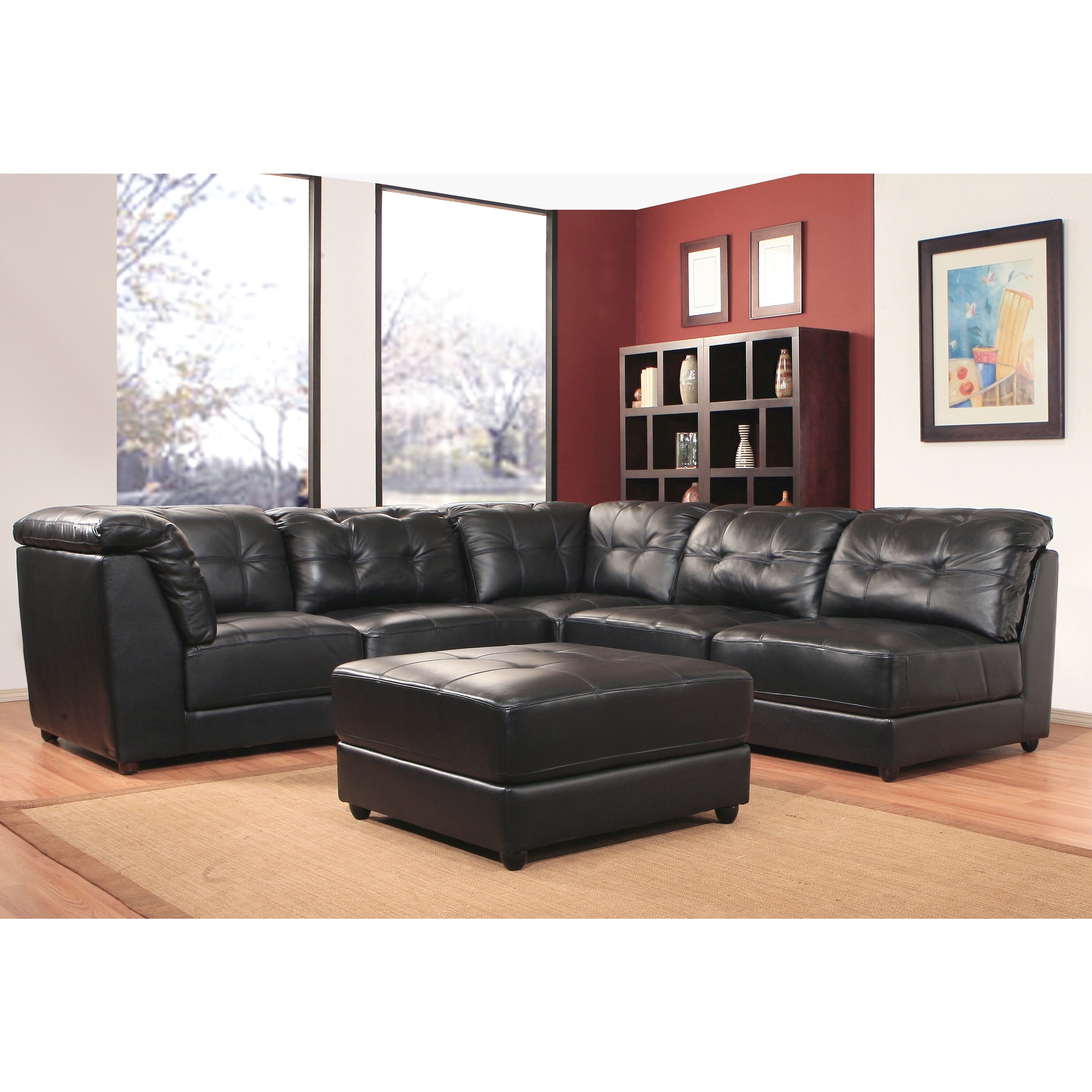 Shop Abbyson Montreal 6 Piece Top Grain Leather Modular Sectional