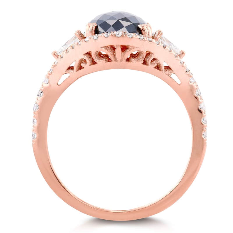 Annello by Kobelli 18k Rose Gold 3 7/8ct TDW Black and White Diamond Vintage Oval Ring