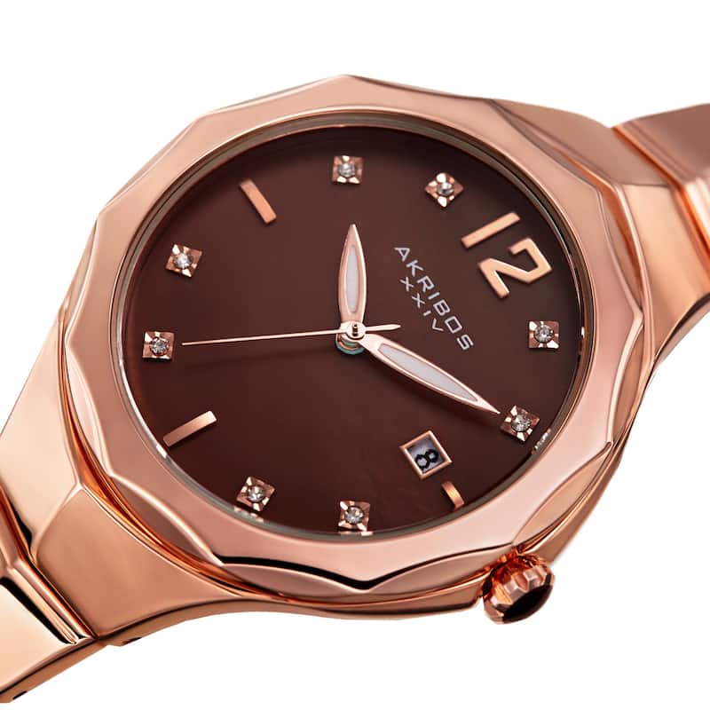 Akribos XXIV Women's Quartz Swarovski Crystal Rose-Tone Bracelet Watch