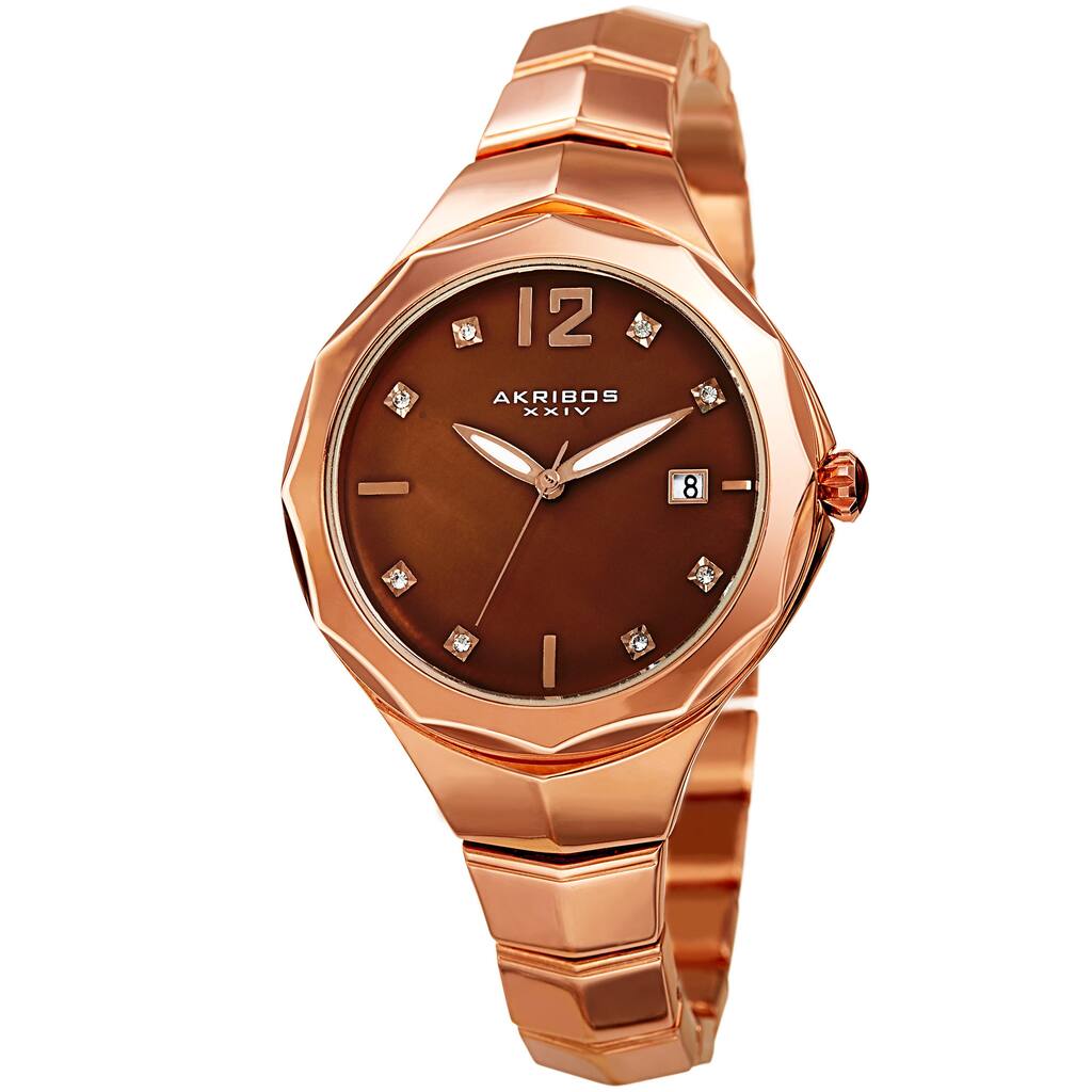 Akribos XXIV Women's Quartz Swarovski Crystal Rose-Tone Bracelet Watch