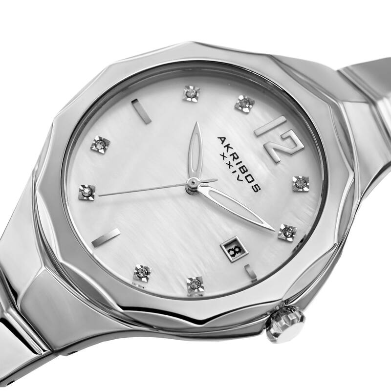 Akribos XXIV Women's Quartz Swarovski Crystal Silver-Tone Bracelet Watch