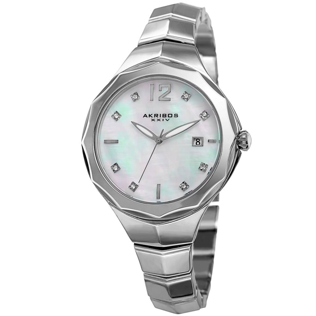 Akribos XXIV Women's Quartz Swarovski Crystal Silver-Tone Bracelet Watch