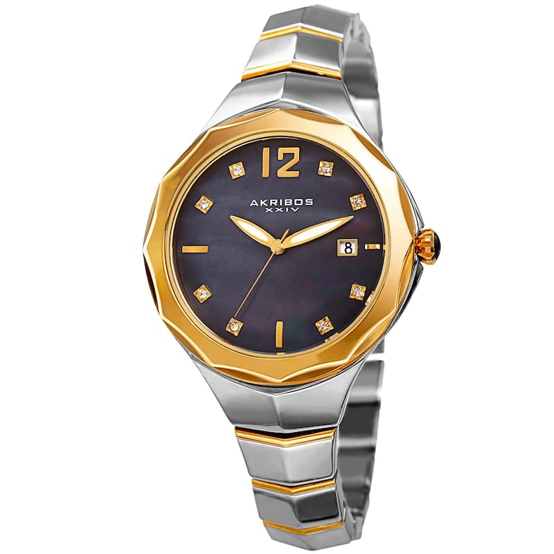 Akribos XXIV Women's Quartz Swarovski Crystal Two-Tone Bracelet Watch