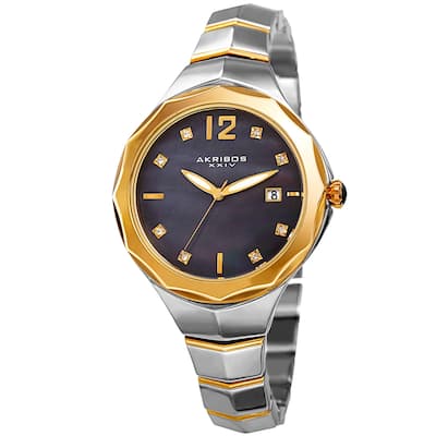 Akribos XXIV Women's Quartz Swarovski Crystal Two-Tone Bracelet Watch
