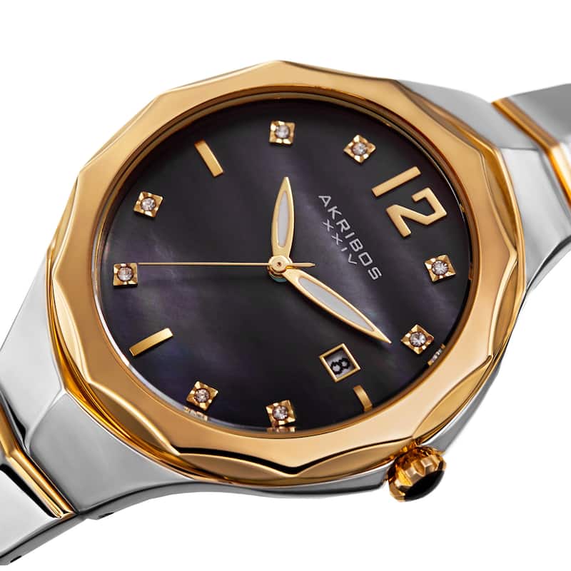 Akribos XXIV Women's Quartz Swarovski Crystal Two-Tone Bracelet Watch