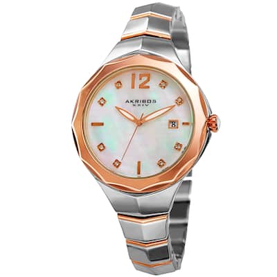 Akribos XXIV Women's Quartz Swarovski Crystal Two-Tone Bracelet Watch