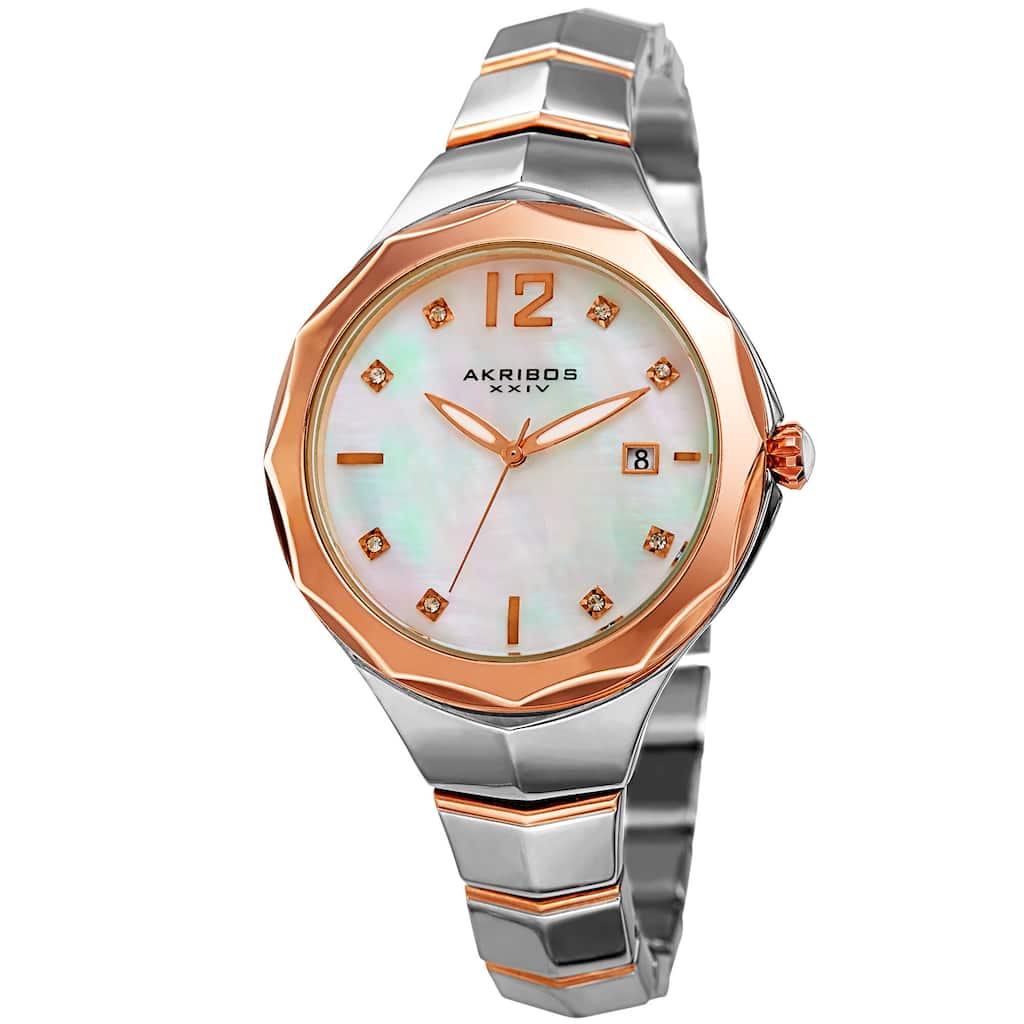 Akribos XXIV Women's Quartz Swarovski Crystal Two-Tone Bracelet Watch