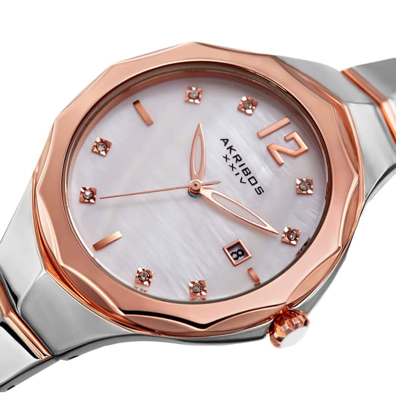 Akribos XXIV Women's Quartz Swarovski Crystal Two-Tone Bracelet Watch