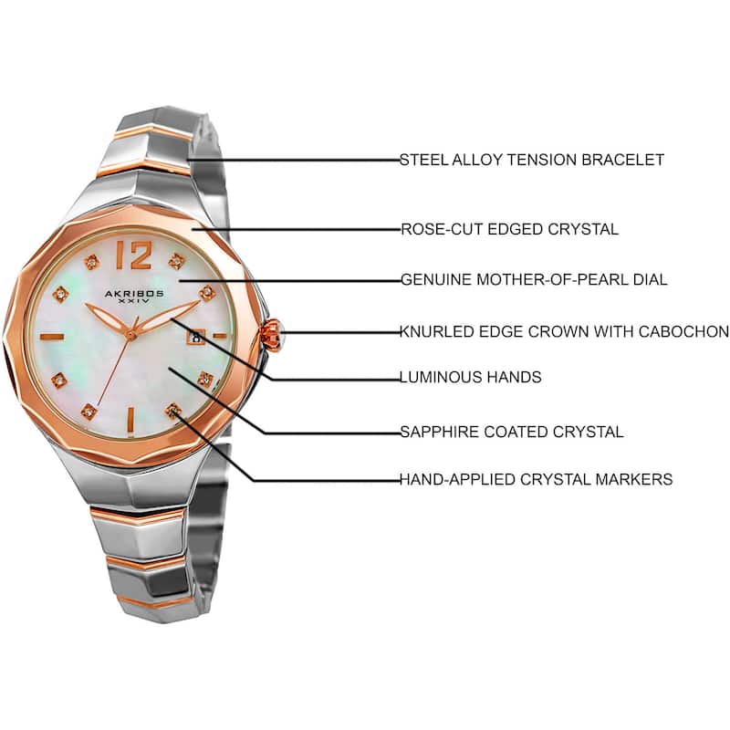 Akribos XXIV Women's Quartz Swarovski Crystal Two-Tone Bracelet Watch