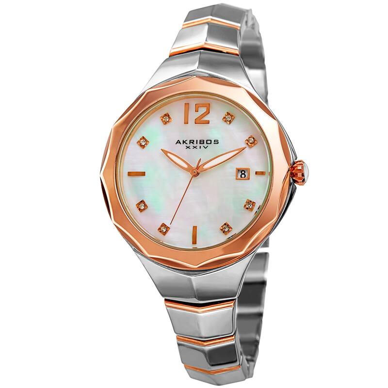 Akribos XXIV Women's Quartz Swarovski Crystal Two-Tone Bracelet Watch