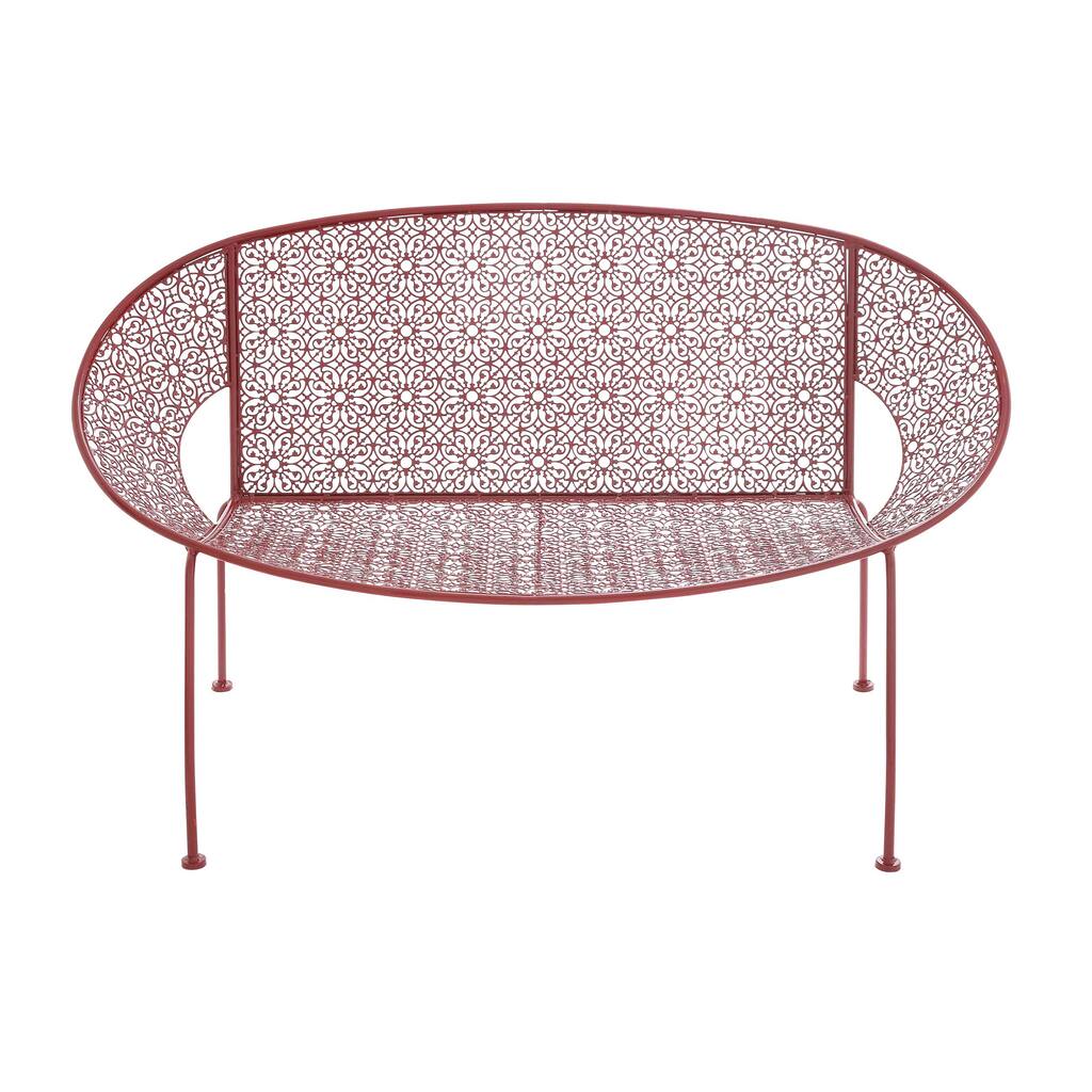 The Bright Red Metal Garden Bench