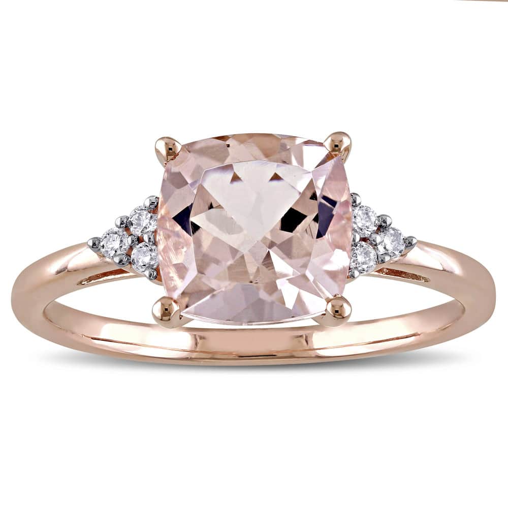 Miadora Signature Collection 14k Rose Gold Cushion-cut Morganite and Diamond Accent Cocktail Ring