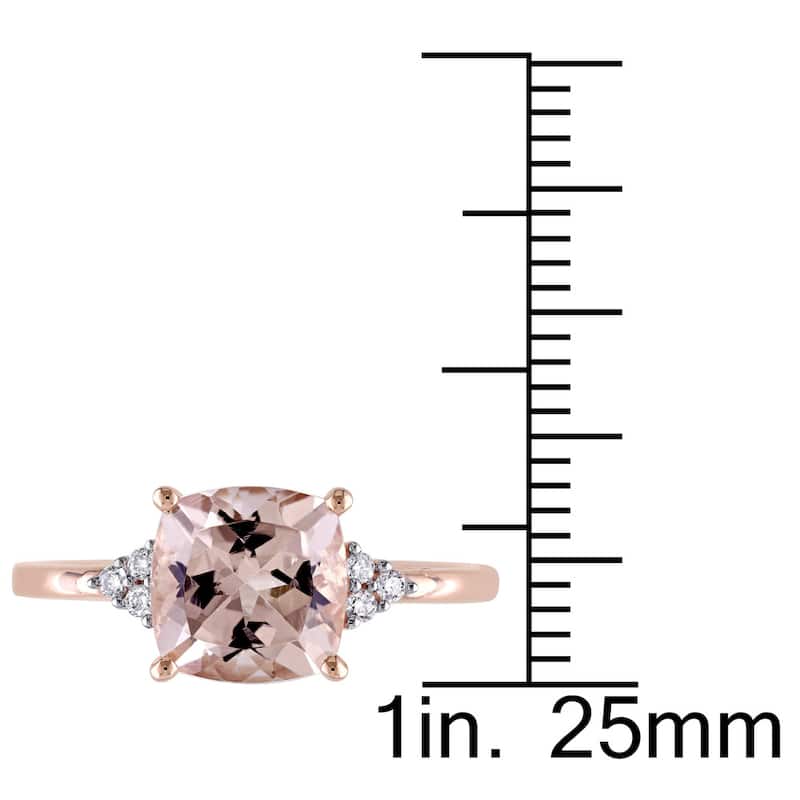 Miadora Signature Collection 14k Rose Gold Cushion-cut Morganite and Diamond Accent Cocktail Ring