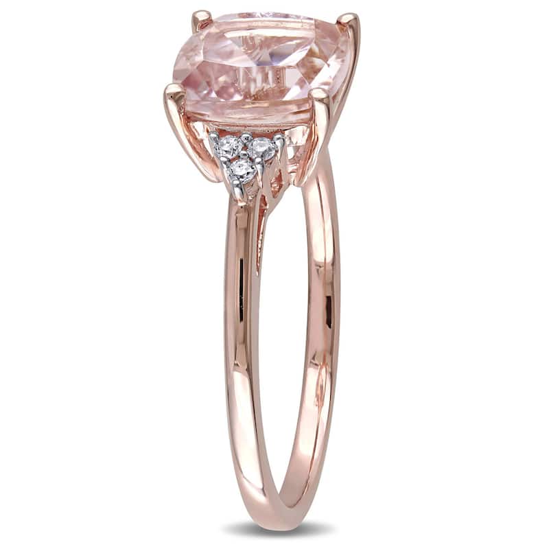 Miadora Signature Collection 14k Rose Gold Cushion-cut Morganite and Diamond Accent Cocktail Ring