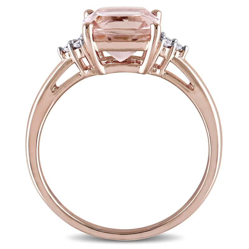 Miadora Signature Collection 14k Rose Gold Cushion-cut Morganite and Diamond Accent Cocktail Ring