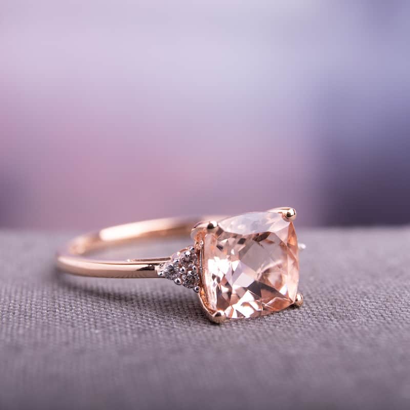 Miadora Signature Collection 14k Rose Gold Cushion-cut Morganite and Diamond Accent Cocktail Ring