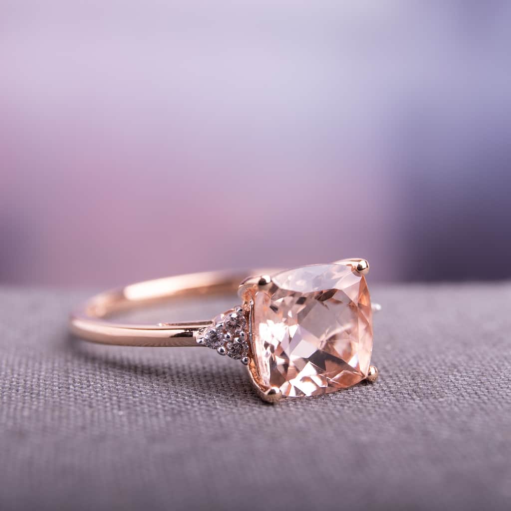 Miadora Signature Collection 14k Rose Gold Cushion-cut Morganite and Diamond Accent Cocktail Ring