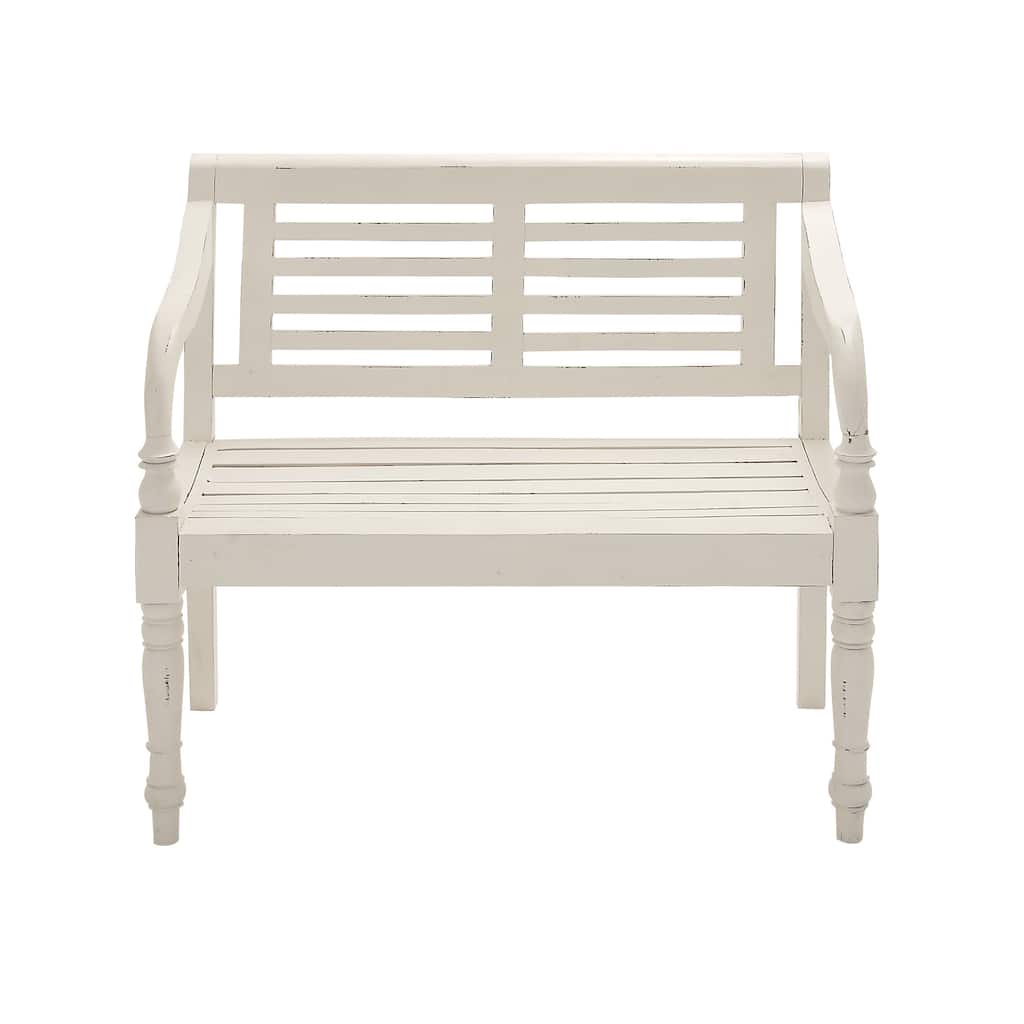 Lovely And Comfortable White Wood Bench