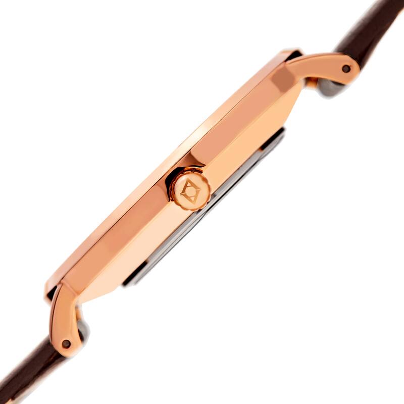 Akribos XXIV Men's Quartz Easy-to-Read Date Leather Rose-Tone Strap Watch