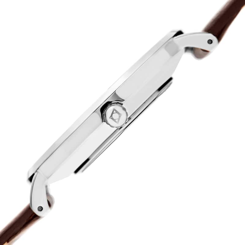 Akribos XXIV Men's Quartz Easy-to-Read Date Leather Silver-Tone Strap Watch