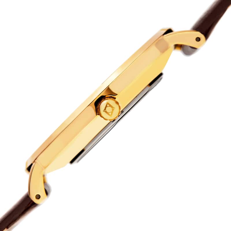 Akribos XXIV Men's Quartz Easy-to-Read Date Leather Gold-Tone Strap Watch