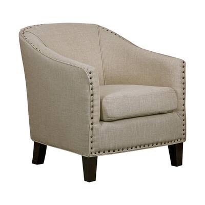 Grace White Linen Barrel Chair - Overstock - 11907878