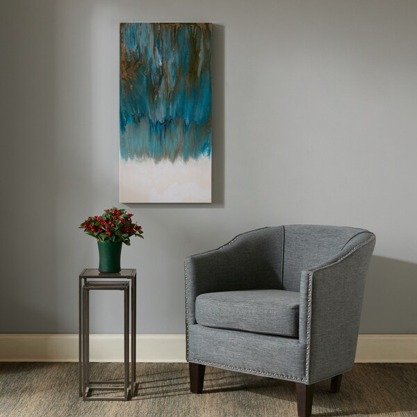 Madison Park Pearl and Sea Teal Glass Coated Canvas - Green