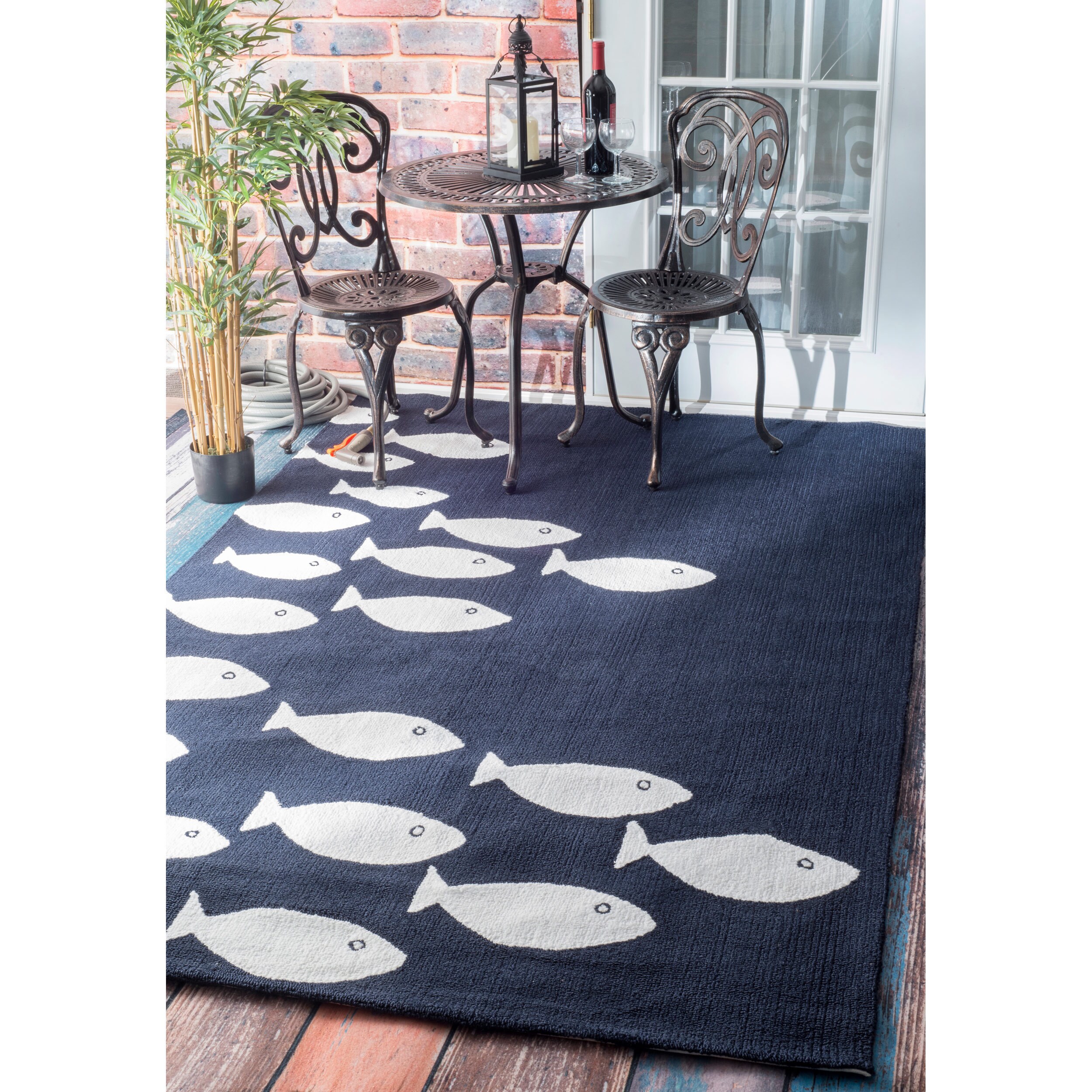 Shop Nuloom Navy Handmade Modern Fish Indoor Outdoor Area Rug