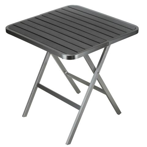 Cortesi Home Maxwell Outdoor Brushed Aluminum Polywood Square Folding Table
