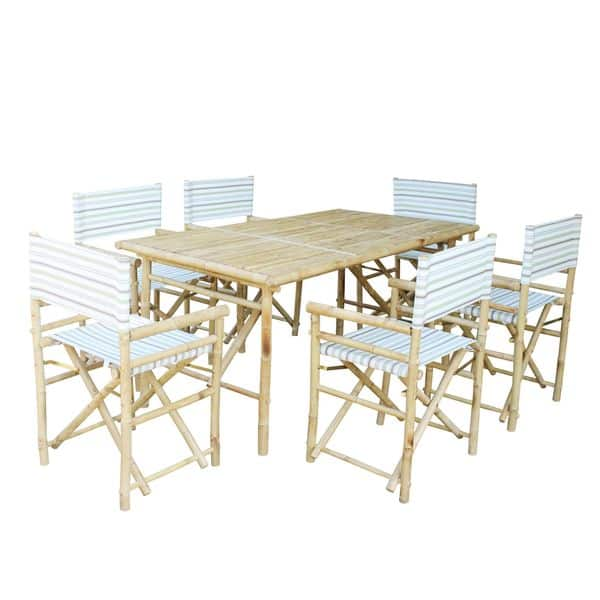 Shop Zew Bamboo Handcrafted 7 Piece Rectangular Patio Set Free