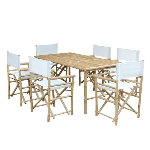 Shop Zew Bamboo Handcrafted 7 Piece Rectangular Patio Set Free