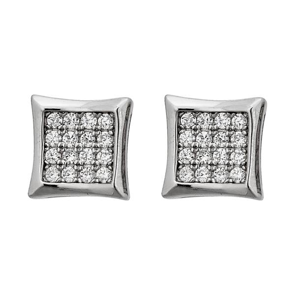 Sterling Silver Cubic Zirconia Micro Pave Curvy Square Screw Back Stud Earrings Sterling Silver Cubic Zirconia Micro Pave Curvy Square Screw Back Stud Earrings