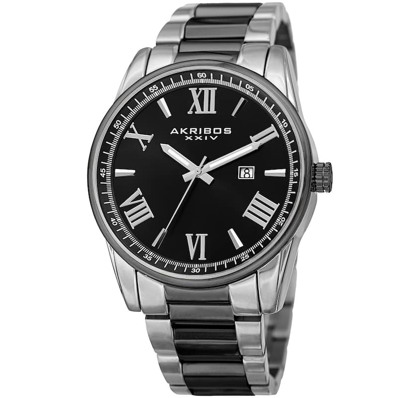 Akribos XXIV Men's Quartz Date Stainless Steel Two-Tone Bracelet Watch