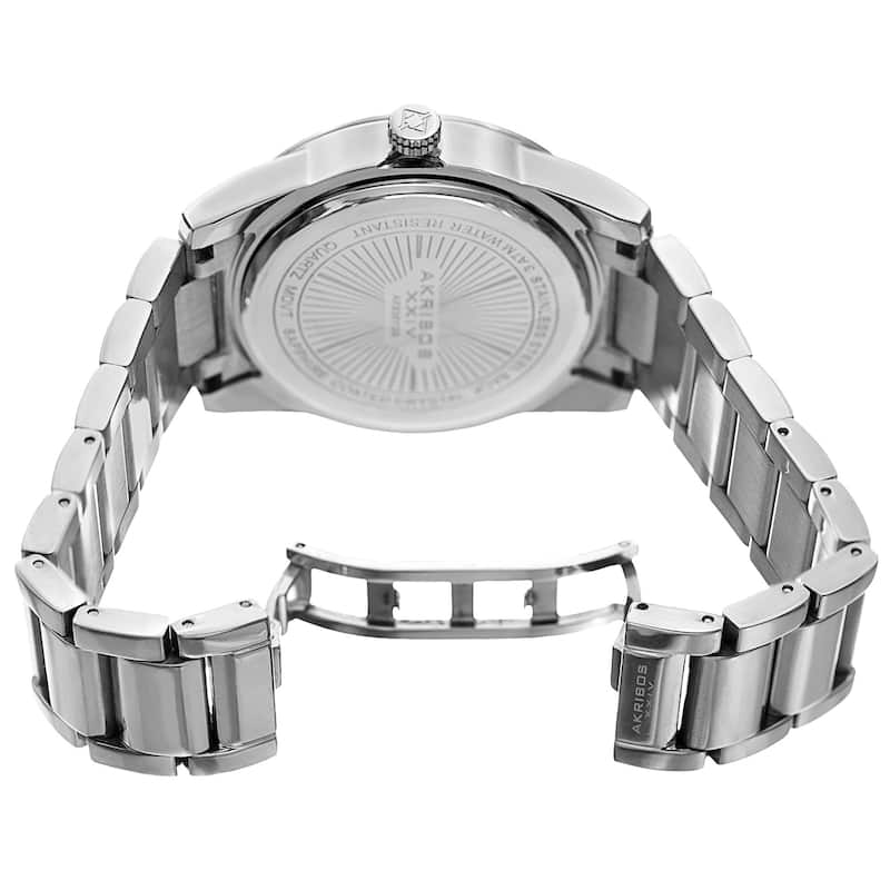 Akribos XXIV Men's Quartz Date Stainless Steel Silver-Tone Bracelet Watch