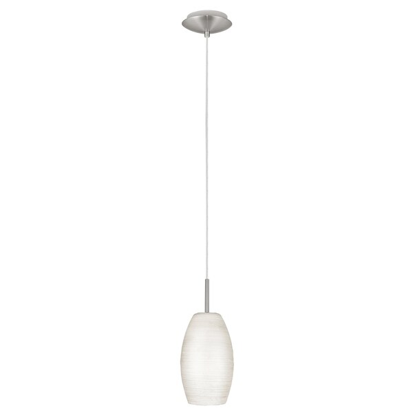 Shop Eglo Batista Matte Nickel White Wiped Glass 60-watt Mini Pendant ...