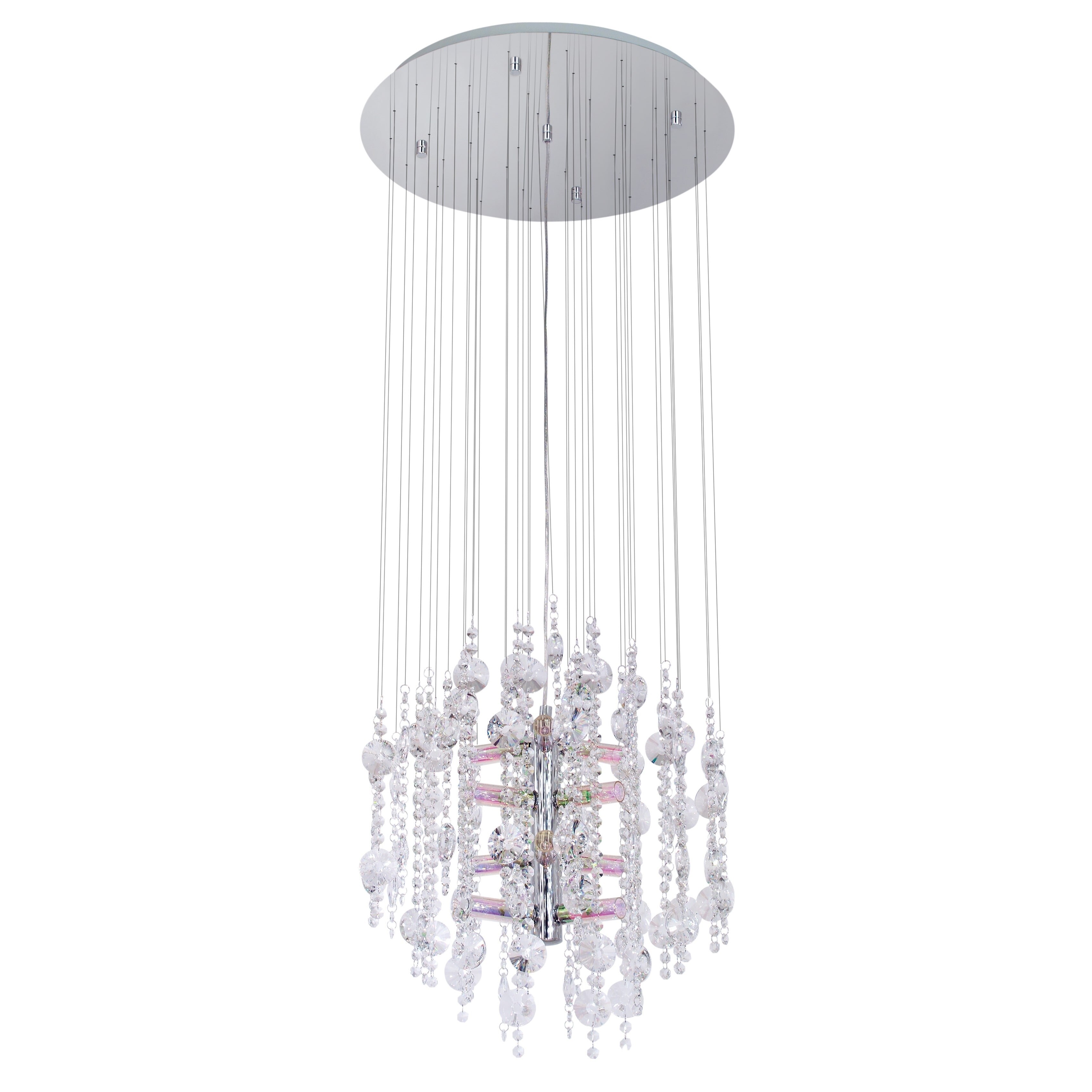 Eglo Alexandria Chrome Crystal Strand Chandelier (Alexandria 12x25W Chndlr, Dichroic Gls, Crstl Stnd) - Chandeliers For Bedrooms by Overstock.com
