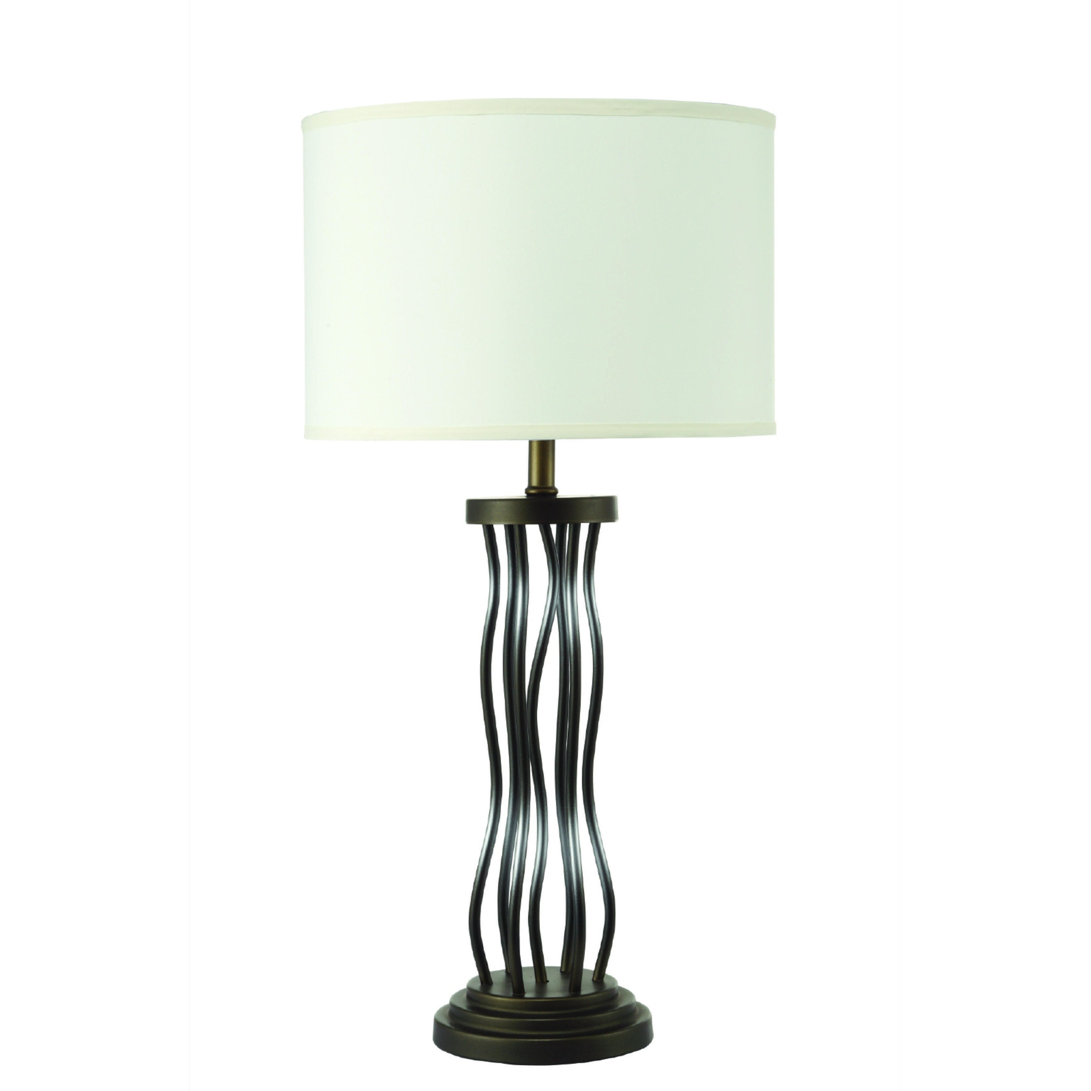 black lamp base with white shade