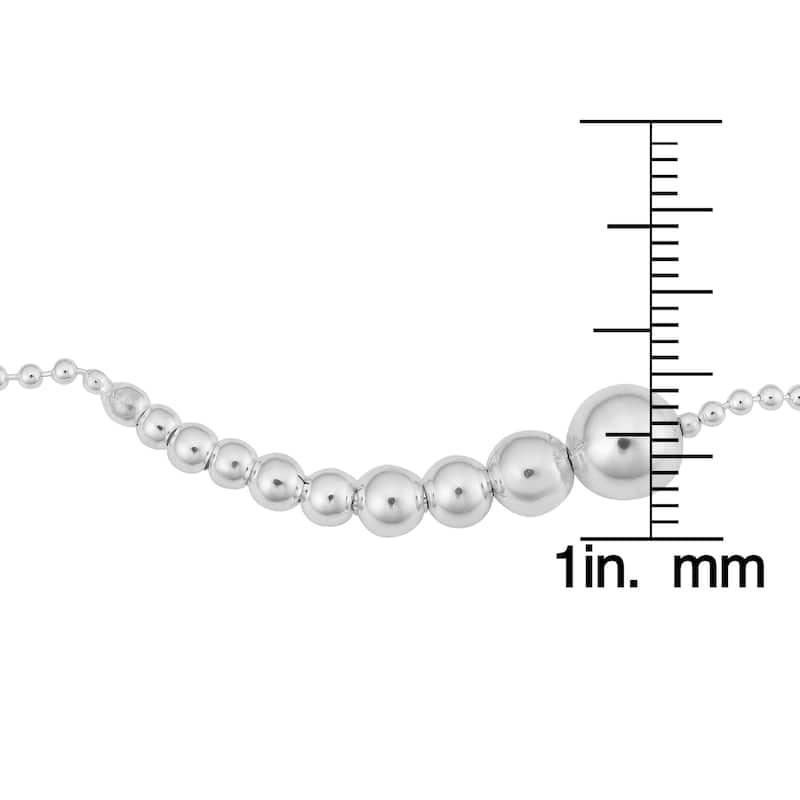 Argento Italia Sterling Silver High Polish Graduated Beads Necklace (17.5 inches)