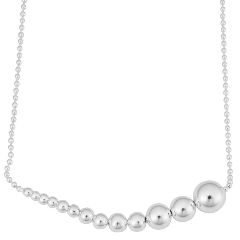 Argento Italia Sterling Silver High Polish Graduated Beads Necklace (17.5 inches)