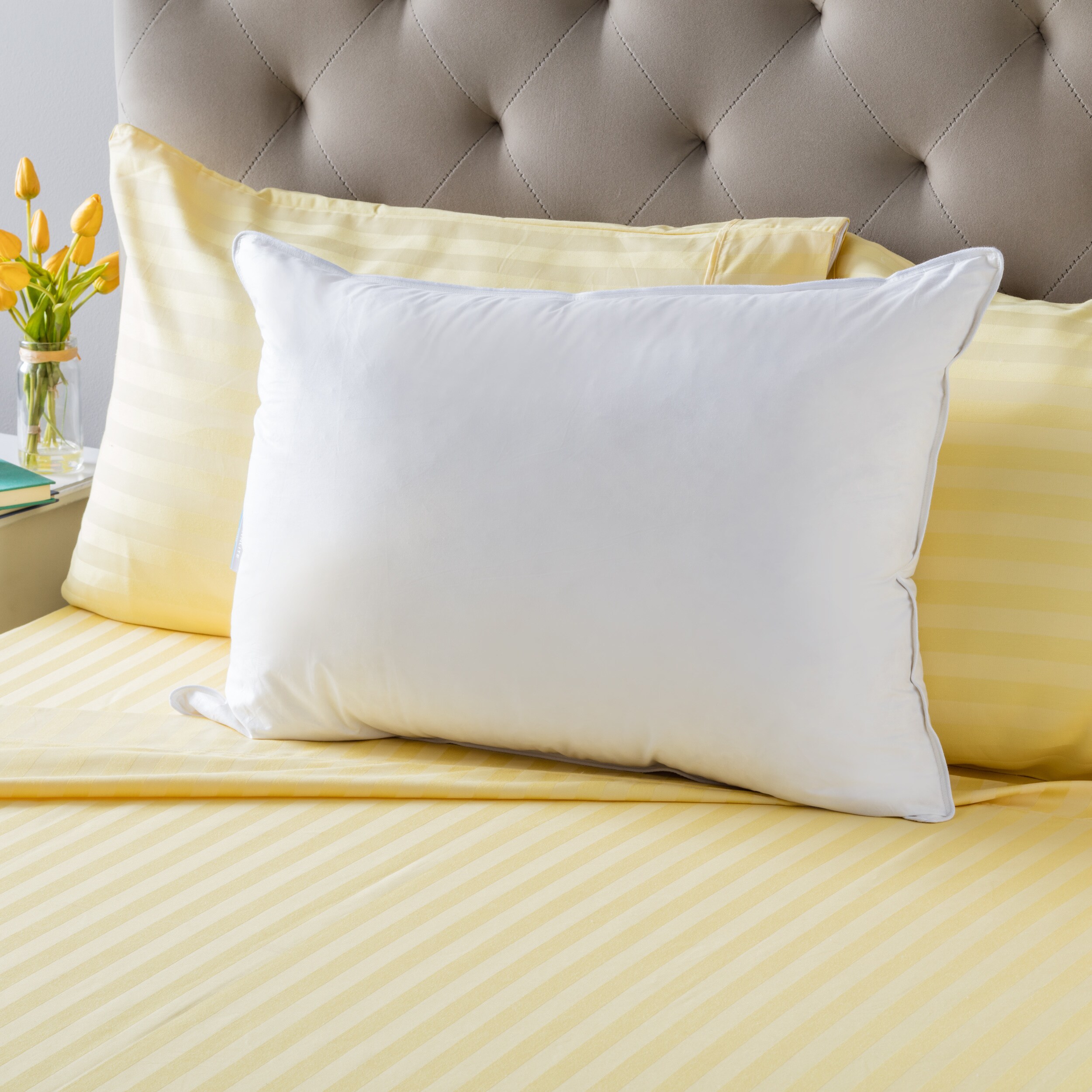 Shop Extra Firm Cambric Cotton White Feather Pillow On Sale